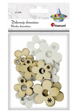 Drewniane kwiatki 23 i 30mm naturalny biały 12szt