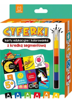 CYFERKI karty edukacyjne i kolorowanka z kredką segmentową Uczę się i koloruję 5+