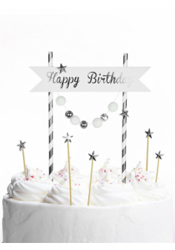 Piker Happy Birthday srebrny