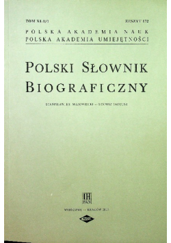 Polski Słownik Biograficzny zeszyt 172