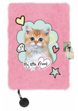 Pamiętnik z kłódką A5/96K włochacz Pink Cat MLF
