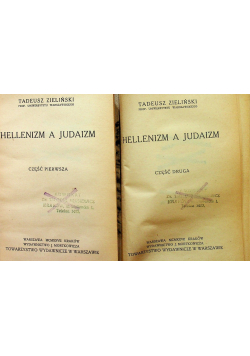 Hellenizm a judaizm część 1 i 2 1927 r.