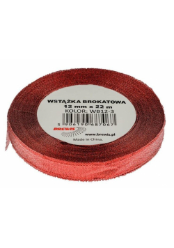 Wstążka brokatowa czerwona 12mmx22m