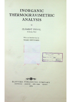 Inorganic Thermogravimetric Analysis