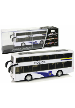 Autobus policyjny dwupiętrowy z nagiągiem biały