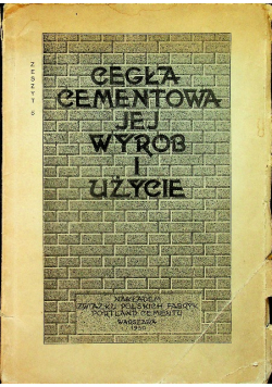 Cegła cementowa jej wyrób i użycie 1930 r.