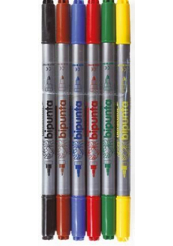 Pisaki Double Point 6 kol. w etui FIBRACOLOR