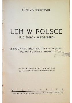 Len w Polsce na ziemiach wschodnich 1929 r.