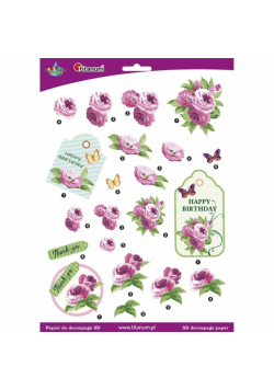 Papier do decoupage 3D kwiaty piwonie arkusz