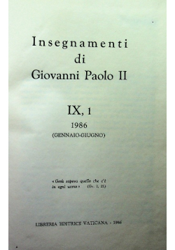 Insegnamenti di Giovanni Paolo II Tom IX Część I