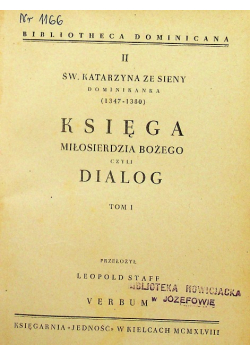 Księga Miłosierdzia Bożego i Dialog Tom 1 1948 r.