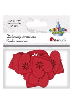 Drewniane serca czerwone 29x30mm 15szt