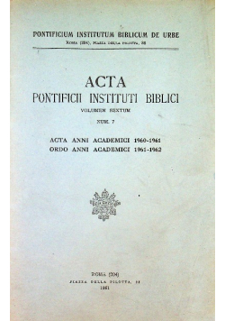 Acta pontificii instituti biblici Num 7