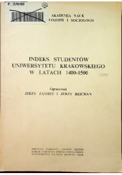 Indeks studentów Uniwersytetu Krakowskiego w latach 1400 - 1500