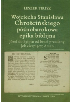 Wojciecha Stanisława Chrościńskiego późnobarokowa epika biblijna