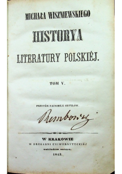 Historya literatury polskiej Tom V 1843 r.