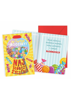 Karnet B6 konfetti Urodziny słodkości