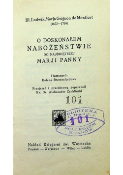 O doskonałem nabożeństwie do Najświętszej Marji Panny 1927 r.
