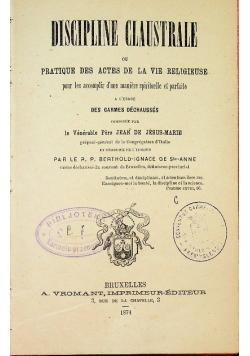 Discipline claustrale 1874 r.