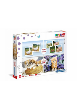 Superkit puzzle 2x30 + memo + domino Zwierzęta
