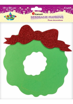 Piankowy wieniec z kokardą 19x20cm zielony 4szt.