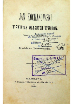 Jan Kochanowski w świetle własnych utworów 1884 r.