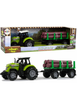 Traktor z przyczepą zielony