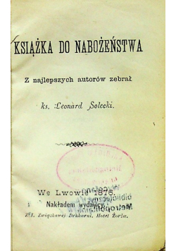 Książka do nabożeństwa 1876 r.