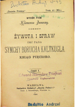 Żywota i sprawy imć pana Symchy Borucha Kaltkugla 1899 r.
