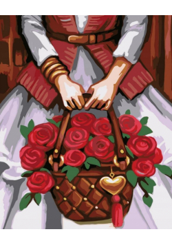 Malowanie po numerach - Róże w koszu 40x50cm