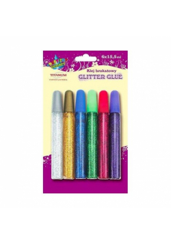 Klej z brokatem 6 kolorów x15ml