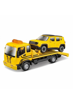 Street Fire Tow Truck W Jeep Yellow 1:43 BBURAGO