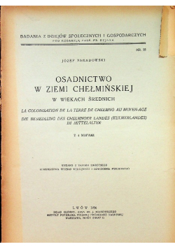 Osadnictwo w ziemi Chełmińskiej 1936 r.