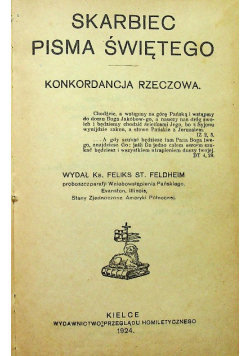Skarbiec Pisma Świętego Konkordancja rzeczowa 1924 r.