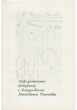 Rękopiśmienne Dedykacje Z Księgozbioru Czernika