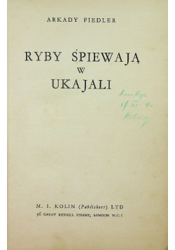 Ryby śpiewają w ukajali 1936 r.