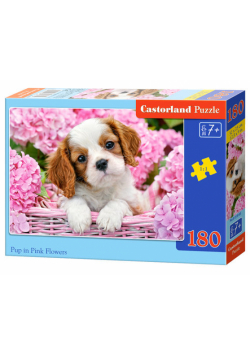 Puzzle Pup in Pink Flowers 180