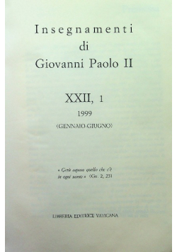 Insegnamenti di Giovanni Paolo II Tom XXII Część I
