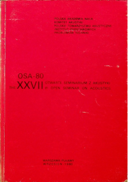Osa 80 the XXVII otwarte seminarium z akustyki