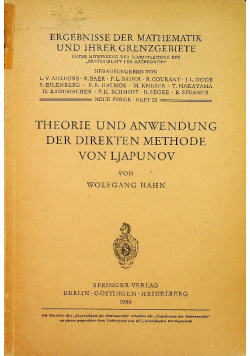 Theorie und anwendung der direkten methide von Ljapunov
