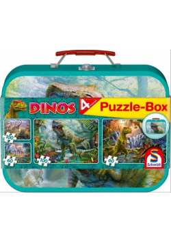 Puzzle 2x60 + 2x100 w walizce Dinozaury G3