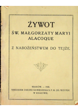 Żywot św Małgorzaty Marji Alcoque 1920 r.