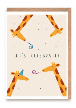 Kartka urodzinowa Żyrafy Let's celebrate!