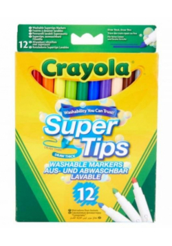 Flamastry zmywalne grube i cienkie 12 kol CRAYOLA
