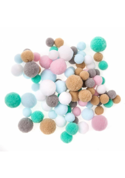 Pompony pluszowe frosty pastels 90szt mix