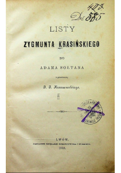 Listy Zygmunta Krasińskiego tom 2 1883 r.