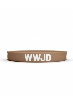 Opaska silikonowa - WWJD - brązowa