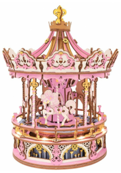 Puzzle Drewniane 3D Pozytywka LED Karuzela