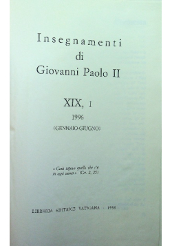 Insegnamenti di Giovanni Paolo XIX część 1 1996