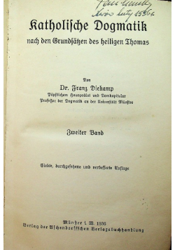 Katholische Dogmatik nach den Grundsätzen des heiligen Thomas Zweiter Band 1936 r.